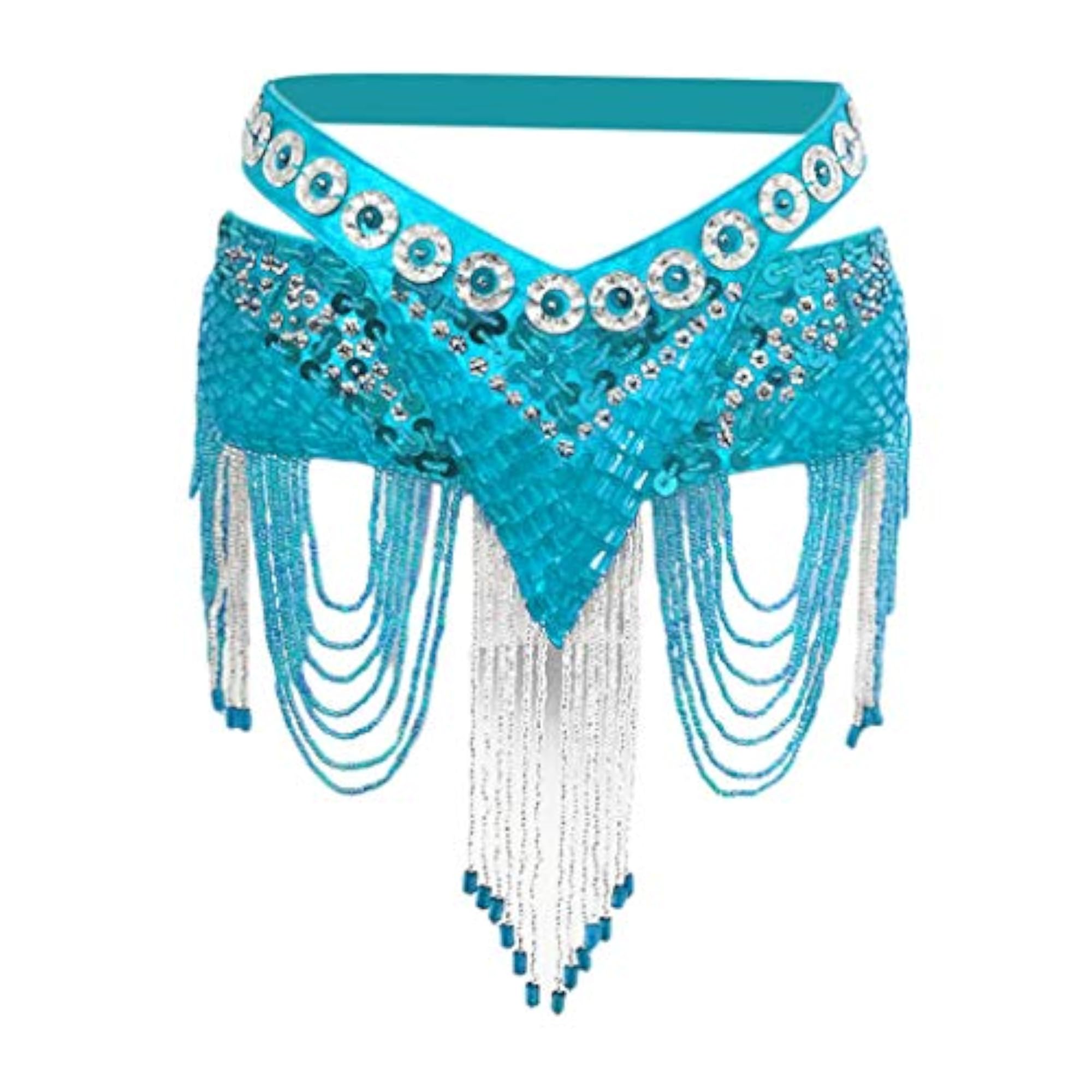Women's Belly Dance Waist Chain, Black & Gold