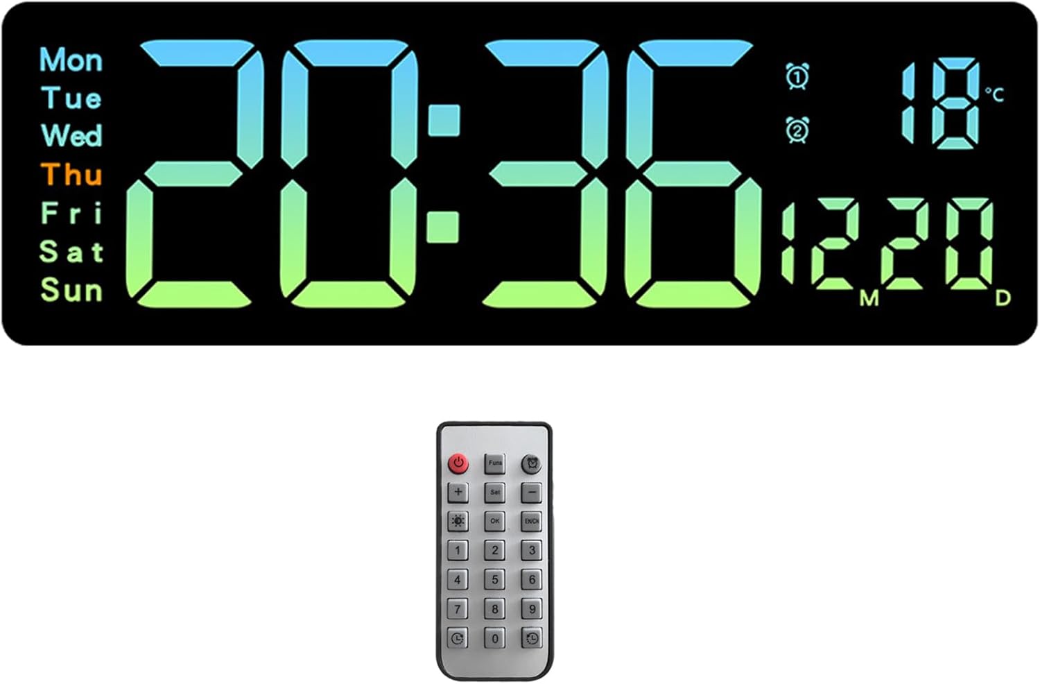 Multifunctional LED Clock with Temperature and Humidity Date and Week ...