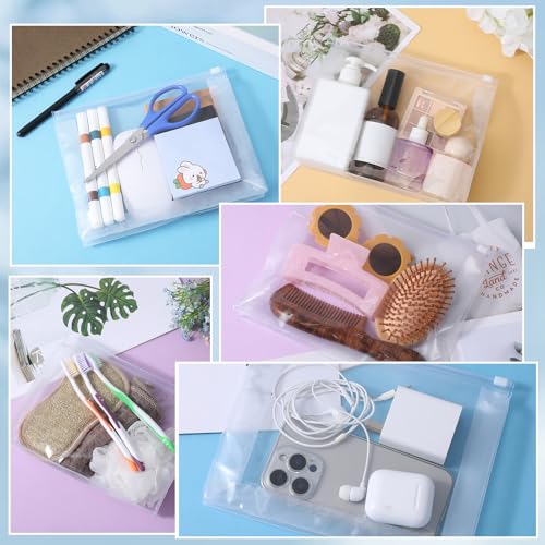 30 PCS Small Clear Makeup Bag, Mini PVC Waterproof Cosmetic Organizer Bags Portable Swimsuit Storage Bag Clear Organizer Pouches with Zipper for Women Men Travel Toiletry Vacation, 8.7" x 6.7"4