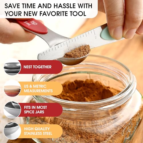 Image of Spring Chef Stainless Steel 8 Magnetic Measuring Spoons Set, Desert Sunset