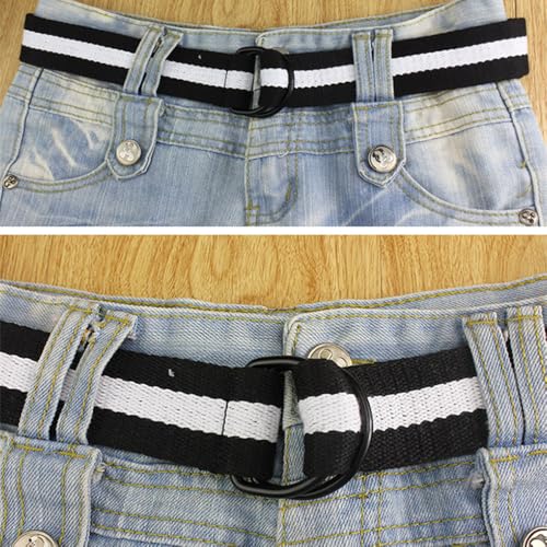 Tactical Canvas Belt For Men & Women - Unisex Double D-Ring Buckle Waistband - Black, 110cm3