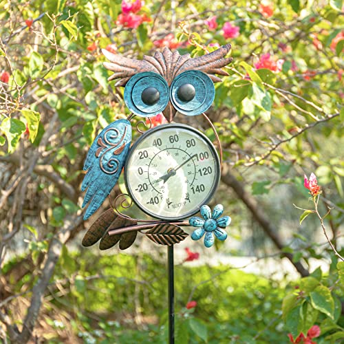 Mumtop Outdoor Thermometer - 42 Inch Metal Owl Garden Stake Outside Thermometer For Patio, Yard And Garden #TOP3