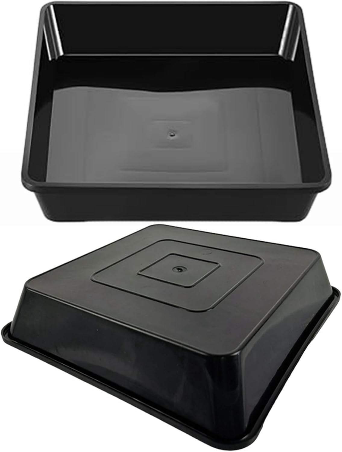 4 Pack 12 Inch Square Plant Saucer, Plant Drip Trays and Flower Pot Saucers, Plant Trays for Indoors No Holes, Plant Drainage Tray Saucers for Potted Plants (Black) - Image 4