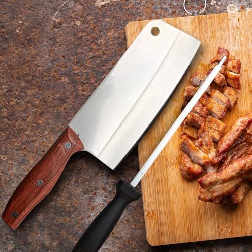 Image of Machado Forging Serbian Chef Knife Set - 12 inch Full Tang High Carbon Clad Steel Butcher Cleaver with Knife Sharpener - Perfect for Vegetables, Fish, Meat - Ideal for Kitchen, Hotel, Restaurant