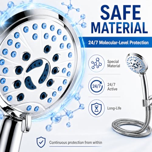 Image of COMFYHOME Hand Shower For Bath, High Pressure 8-IN-1 Hand Shower With Self-Clean Anti-Clog Nozzles For Power Wash. Handheld Shower Comes With 1.5M Flexible Hose Pipe And 50 Pcs Drain Covers Included