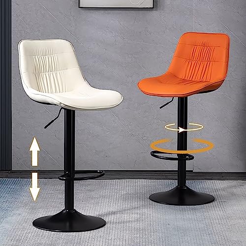 Tabourets de bar réglables avec dossier rembourré en cuir PU noir - 3
