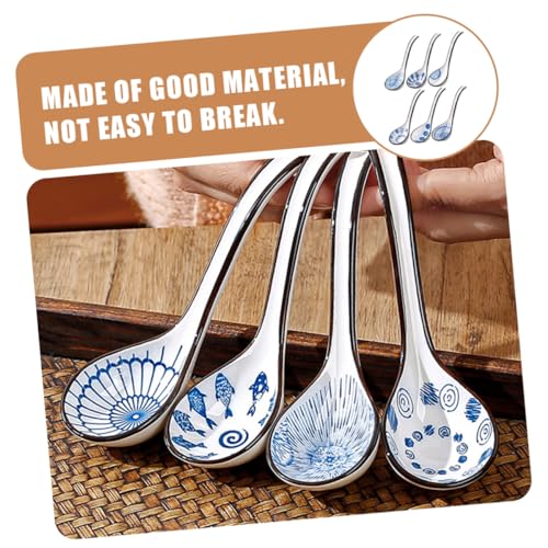 Cuillère à Ramen en Céramique Fine Alipis | Set de Table Durable de 6 Pièces - 8
