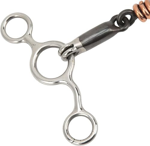 Miniatura 8 de TOPINCN Aparador de caballos Rodillo de cobre de acero inoxidable con boca articulada Snaffle Bit Horse Gag Ring Snaffle Latón 5.709 in Boquilla