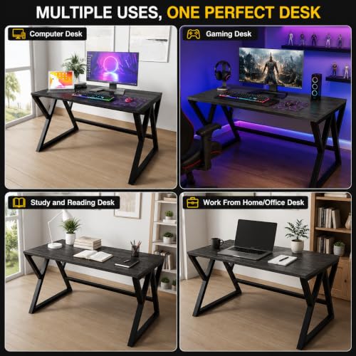 Image of Riyan Luxiwood Daffodil Computer Table in Engineered Wood with Flat Surface, Multi-Usage Laptop Desk & Home Office, Desk Sturdy Gaming Table (Brown, Small)