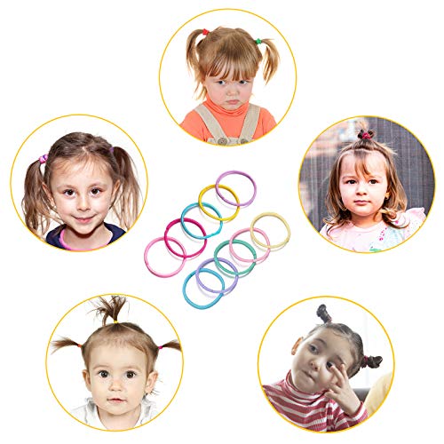 Hanyousheng 200 Stück Haargummis,Bunt Elastisch Haargummis,2mm Multicolor Haarbänder Nichtmetall, Pferdeschwanz Inhaber Haarzubehör für Kleine Mädchen Kinder