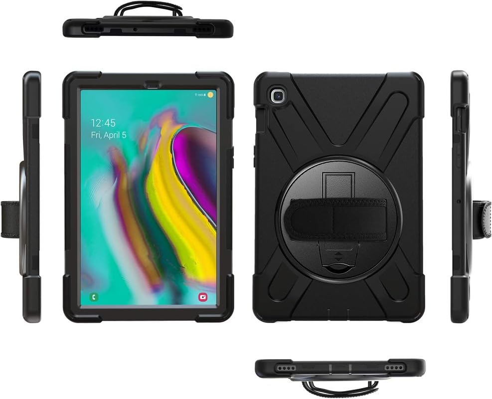 Image of MoreFit Hybrid Back Cover Case with Kickstand Wheel Pattern for Samsung Galaxy Tab S5e 10.5 Inch 2019 T720 / T725 - Black