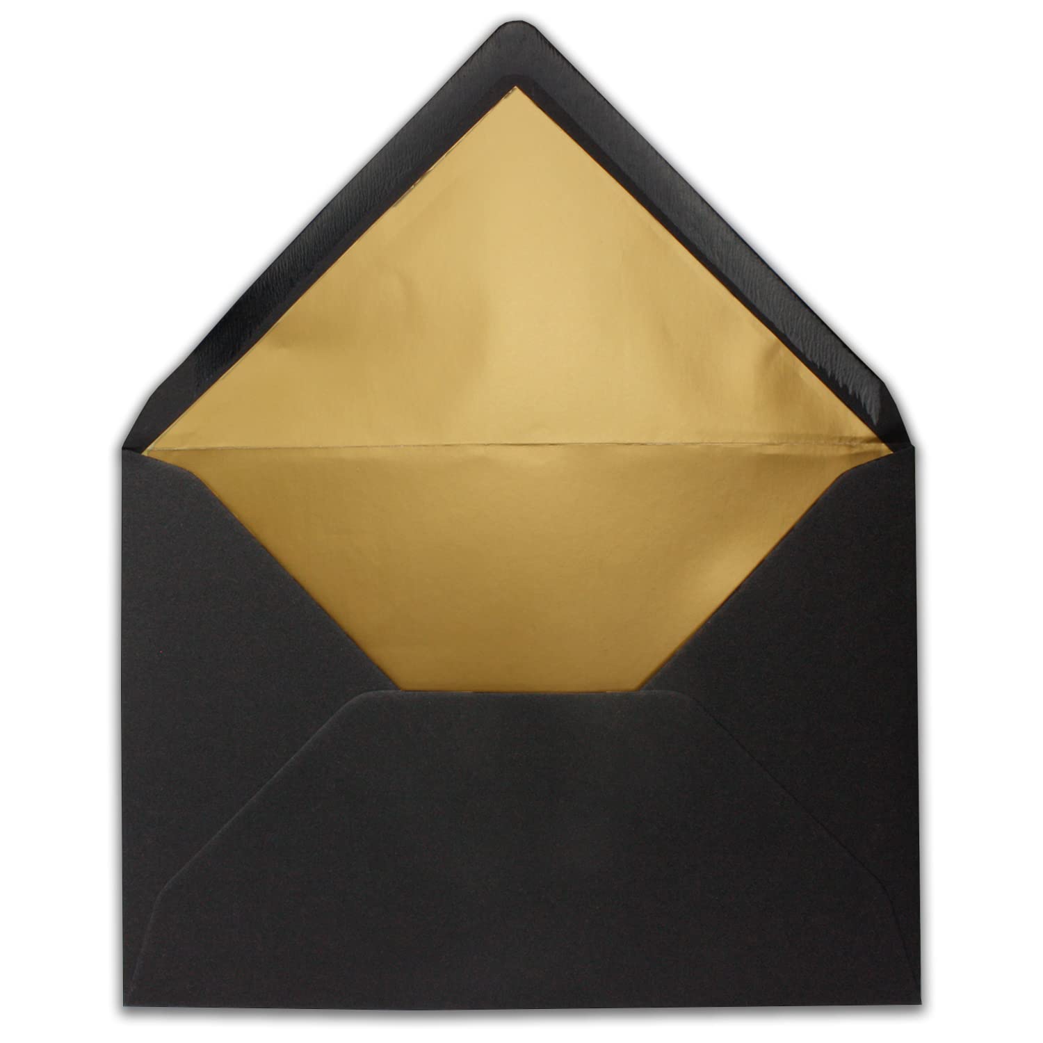 500 sobres DIN C5, 15,6 x 22 cm, de papel kraft en negro con forro de seda dorado, pegado en húmedo, de la serie UmWelt