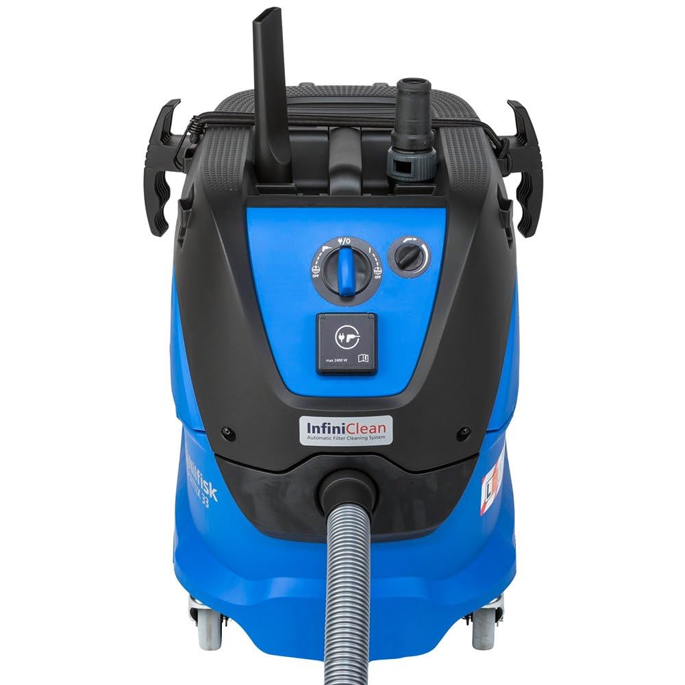 Nilfisk 107412103 Attix Aspirateur Eau de 33–2L IC Filtre Met Fleece Filterzak Automatique 1400 W 230 V bleu