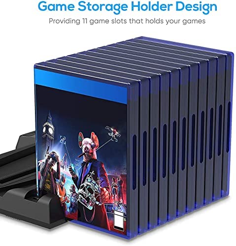 Image of GADGETSWRAP Multifunctional Cooling Stand Wireless Controller Charging P-5 (PS5) Controller Dual Charger Compatible with Both Console & Controller - Black