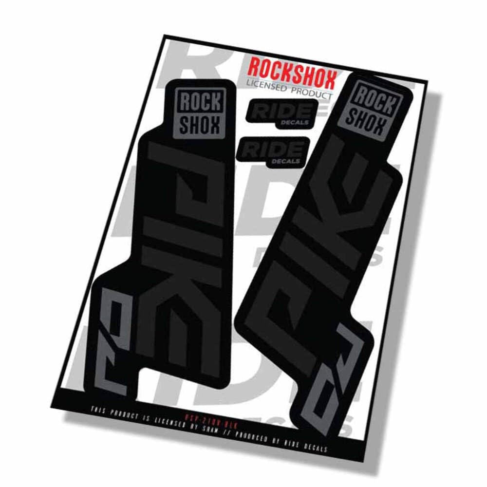 Rockshox Pike DJ 2021 Fork Decals - Black - Licensed by Rockshox Gloss