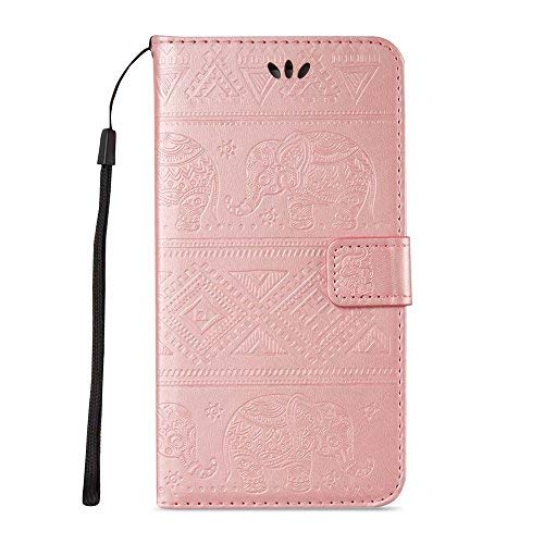 ESSTORE-EU Funda Samsung Galaxy S6 Edge Plus Ranuras para Tarjetas y Billetera Hebilla Magnética Cerrada, Oro Rosa