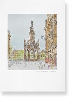 Edinburgh, Scott Monument, quality art prints from my pen & watercolour sketch. The perfect Edinburgh gift