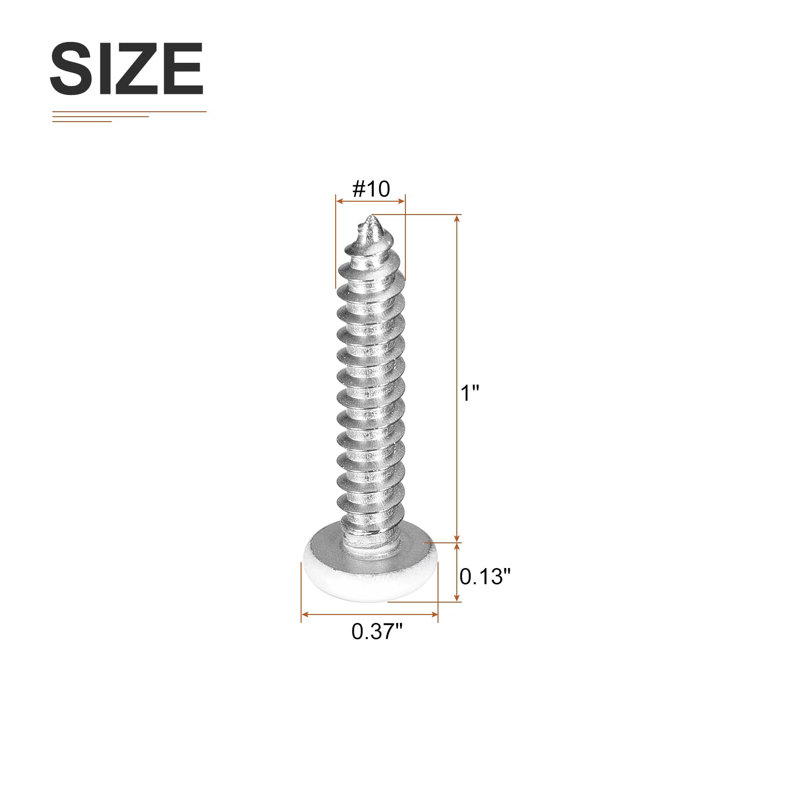 DTGN #10x1" White Screws 100Pack - 304 Stainless Steel Pan Head Phillips Sheet Metal Screw Self-tapping Screw Wood Screws - Image 2