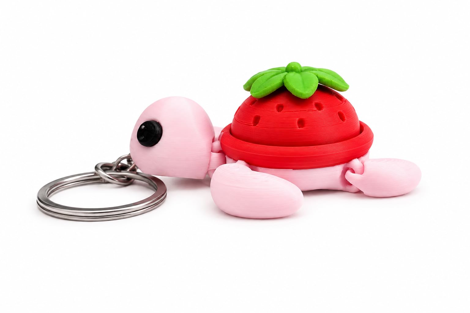Strawberry Turtle Keychain Pink Articulated Fidget Accessory-image-25