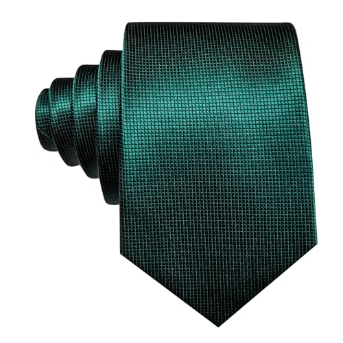 Image of Barry.Wang Plaid Ties Check Mens Necktie Set with Handkerchief Cufflinks Classic Stripe