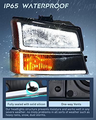 Image of Nilight Headlights Assembly LED DRL for Chevy Silverado Avalanche
