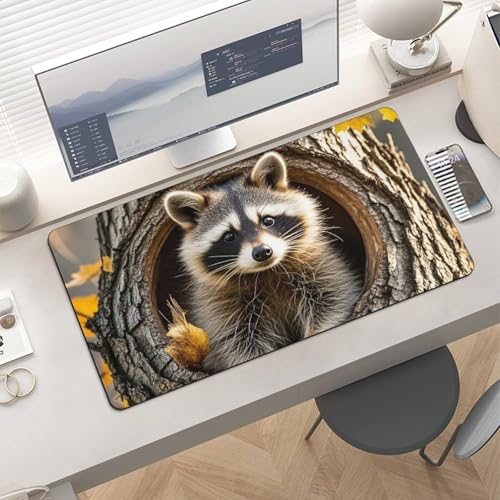 Desk Pad Protector 24x12 Inch Extended Raccoon Tree Hole miniatura 6
