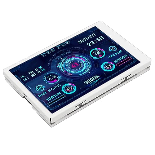 Image of Computer Temperature Monitor, Small Screen, Display for aida64 PC, CPU Data Monitor, Easy to Use for Computer Enthusiasts, 3.5 USB (White)