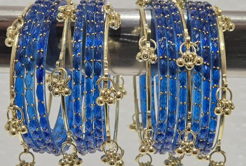 Image of kashmiri ghangharoo glass bangle Set For Women And Girls | Light Weight Bangles | Traditional Transparent Fancy Glass Chudi Set for Wedding, Party (18 Bangles)