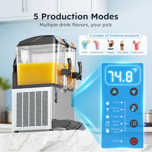 Image of 30L 8 Gal Commercial Margarita & Slushy Machine,1100W 110V Frozen Drink Maker Smoothie Machine for Bar,Electric Large Slushie Machine with Self-cleaning Mode,For Alcohol Beverage Cocktail Juice
