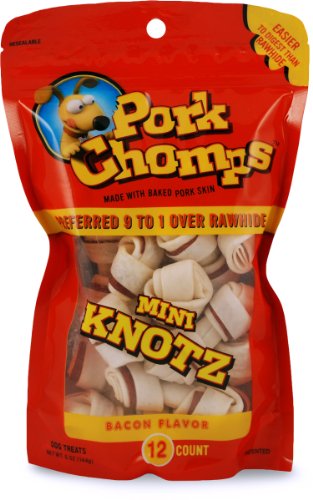 Pork Chomps Bacon Mini Knotz for Dogs, 21ct