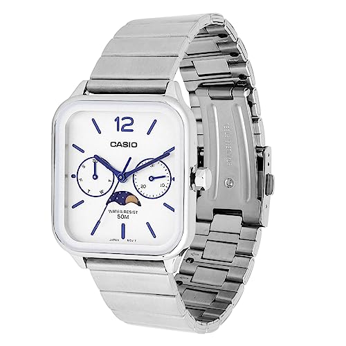 Casio Analog White Dial Men's Watch-MTP-M305D-7AVDF Stainless Steel, Silver Strap - Image 7
