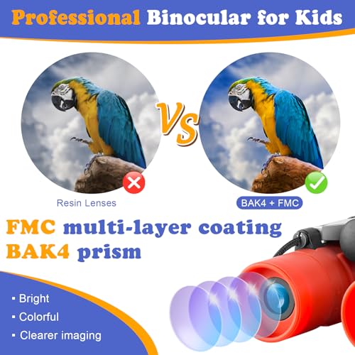 image for Obuby Real Binoculars for Kids Gifts for 3-12 Years Boys Girls 8x21 Hi