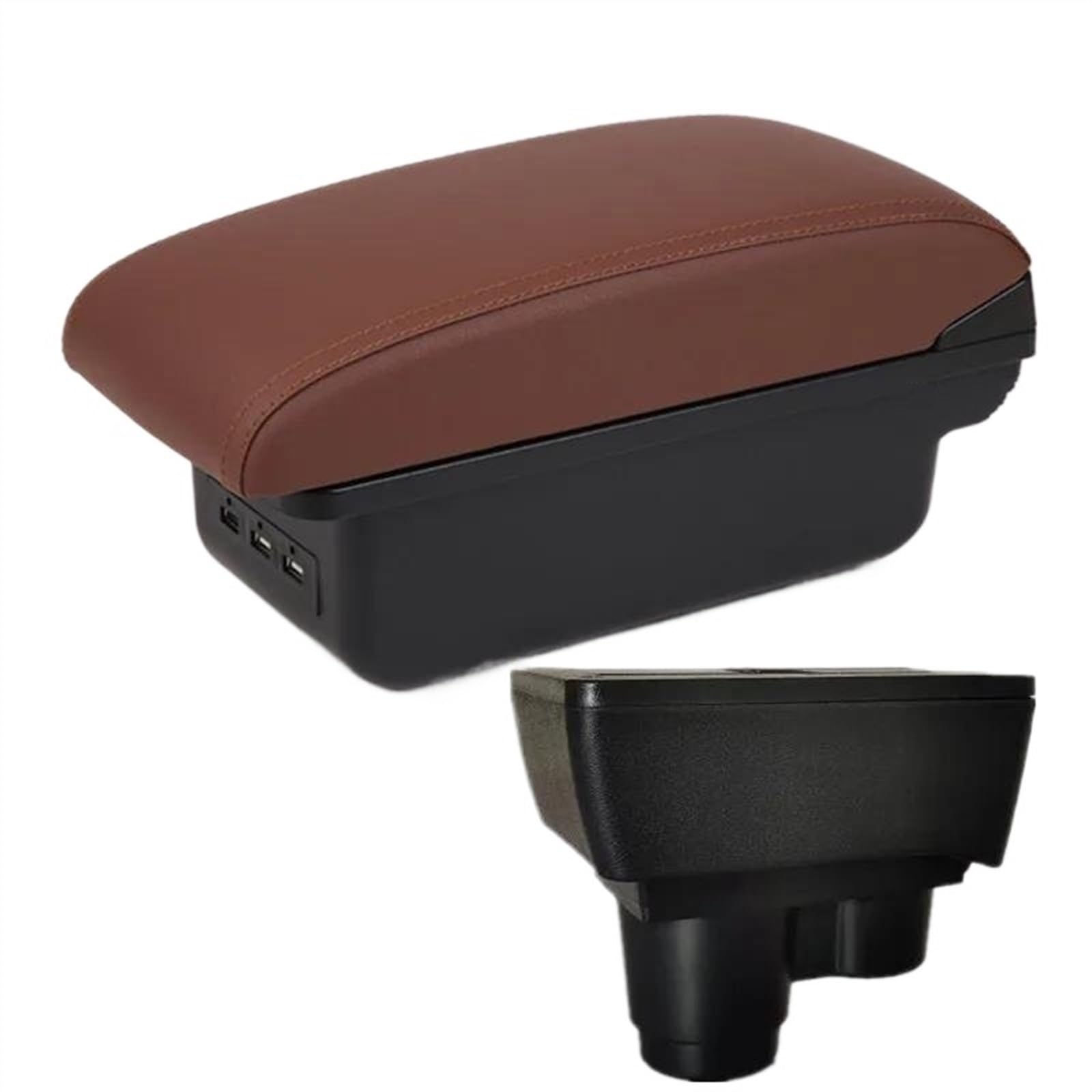 DYDGUTUFB For Renault For Dacia For Duster 2 3 2018-2022 Car Armrest Box Central Console Storage Accessories (B6 brown 3USB)