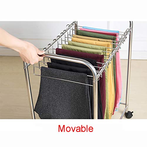 Genérico Perchero extraíble para Pantalones, Extensible, Ahorra Espacio, con cajón y Barra para Colgar, con Ruedas, de Acero, con Ruedas giratorias, para Guardar Toallas y Perchas, con Capacidad para