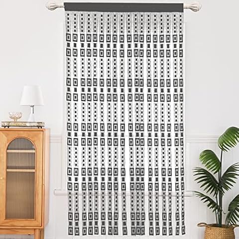 Door Curtain Doorway String Curtains,Room Divider Window Decor Wall Panel Tassel Drapes Boho Bedroom Screen Kitchen Hanging Hippie Grey W39×L79 (100x200cm) Cover