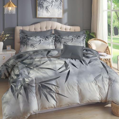 Housse de couette feuilles de bambou avec fermeture éclair pour un lit impeccable - 2