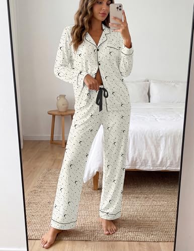 Image of ZMJ Womens Pajamas Sets 2 Piece Long Sleeve and Pant Pj Sets Button Up Sleepwear