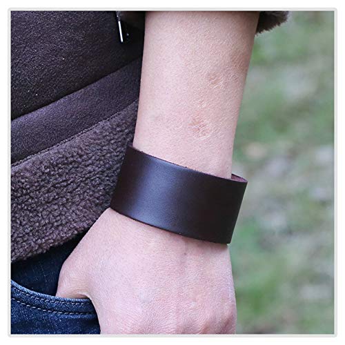 Mgutillart Punk Metal Buckle Wristband Wide Leather Cuff Bracelet(Brown) #TOP6