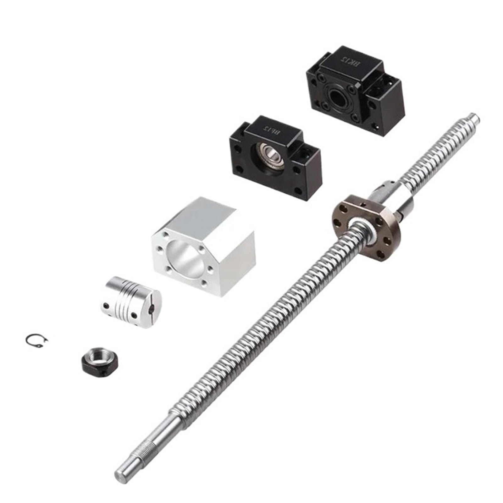 Metal Ball Screw nut end Processing SFU1605 Ball Screw C7 End Machined+1605 Ball Nut+Nut Housing+BK/BF12 End Support+Coupler(SFU1605-1050mm)