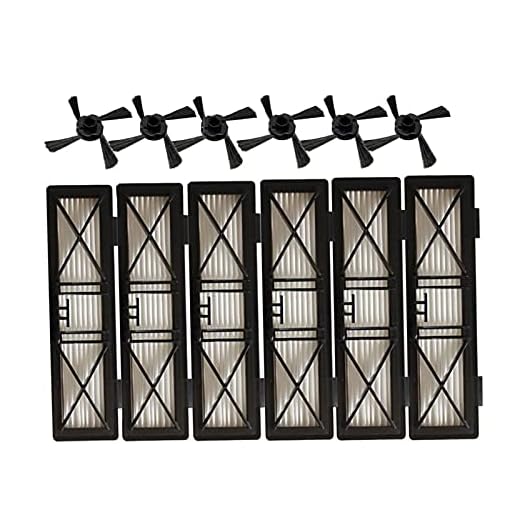Puantity 6PCS Preformance Robot Parts Damm Hepa Filter & 6pcs Sidorborste Compatible With Neato Botvac D Serie 945-0215 ​​Filter 70e D5 D75 D80 D85