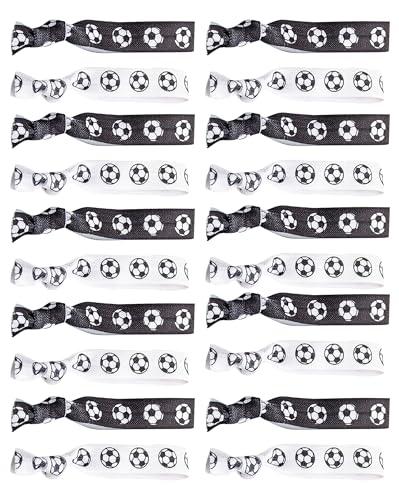 20pcs Soccer Bracelets Girl Hair Ties Soccer Hair Ties Accessories Ponytail Holders No Crease Ribbon...