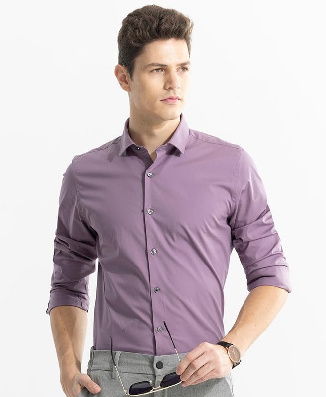 Image of Men's Casual Plain Solid Stylish Formal Plus Size Satin Shirt for Men