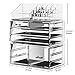 READAEER Makeup Organizer 3 Pieces Cosmetic Storage Case with 6 Drawers (Clear)