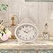 Abdurey Vintage Table Clock on Stand,Desk and Shelf Decorative Clock,French Rustic Style Mantel Clocks,Metal Frame Antique White Finish,Farmhouse,Bedroom, Bedside,Living Room,Gift Clocks