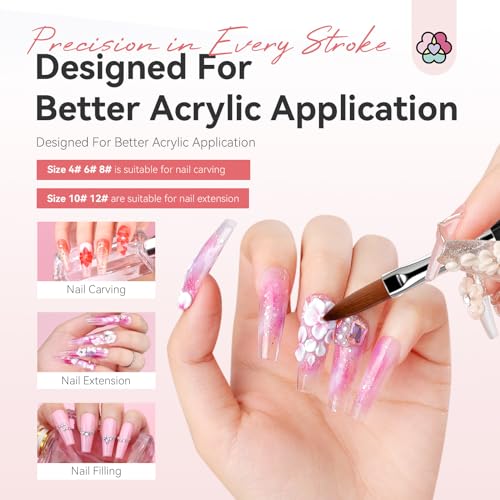 Saviland SA0188-NEW 5Pcs Acrylic Nail Brush Set - Size 4/6/8/10/12 Acrylic Nail Brushes thumb #2