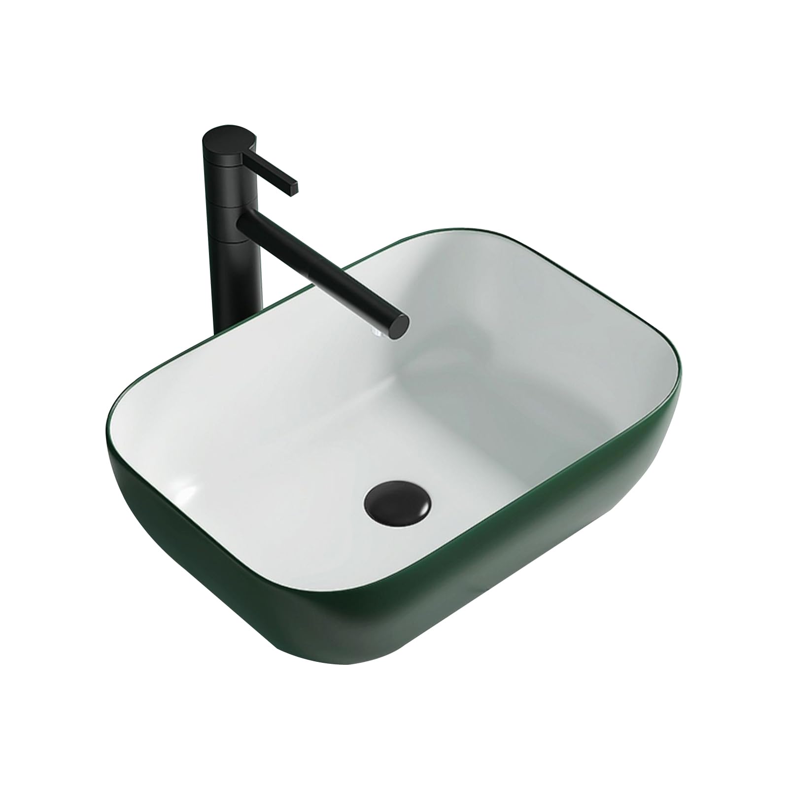 ASerZenith Bathroom Vessel Sink Ceramic, Modern Above Counter Sink Bowl Smooth Surface, Vessel Sink Basin Classic Look, Easy To Install, For Bathroom, Powder Room, Cloakroom(A-With Faucet)