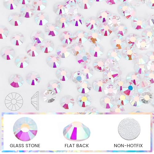 Image of Novani Rhinestones 1440pcs SS20 Glass Rhinestones Crystal Flatback Gemstones for Crafts Nails Makeup Bags and Shoes Decoration(SS20, Transparent AB)