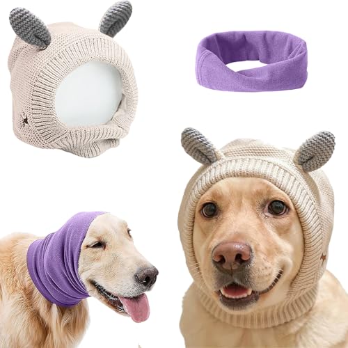 Image of Quiet Ears for Dogs Anxiety Barking Dog Ear Covers Muffs Snood for Noise | 2PCS Ear Hearing Earmuffs Fireworks Protection Anti Anxiety Dog Hat Large Dog