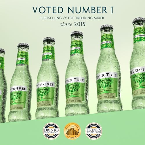Image of Fever-Tree Sparkling Lime & Yuzu - Premium Soda Mixer for Cocktails and Mocktails, 6.8 fl oz Bottles, Pack of 24 - Naturally Sourced, Non-GMO
