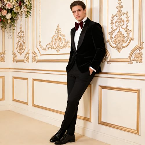 Image of Alizeal Velvet Pre-tied Adjustable Bow Tie for Men Oversize Formal Solid Tuxedo Bowtie